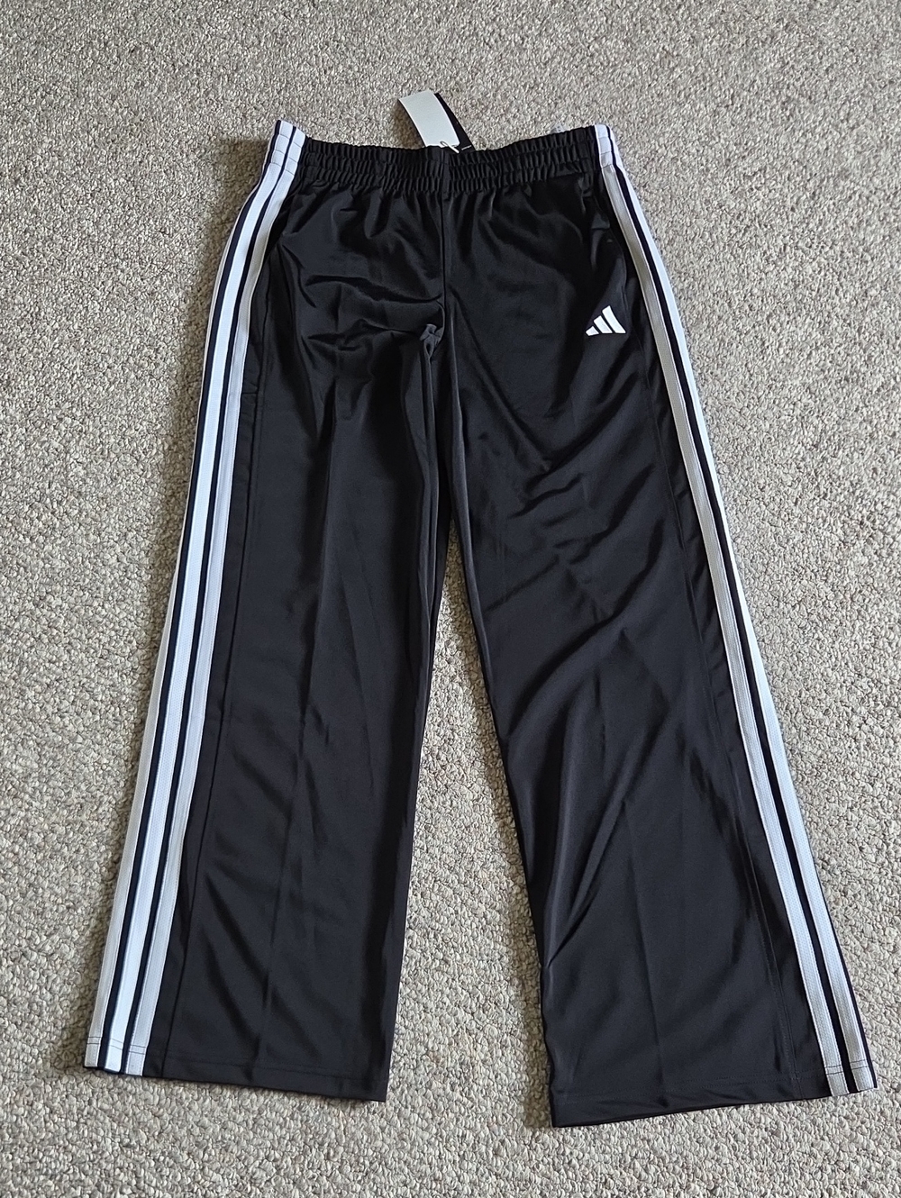 New Adidas Black Sweatpants with White Triple Stripes.